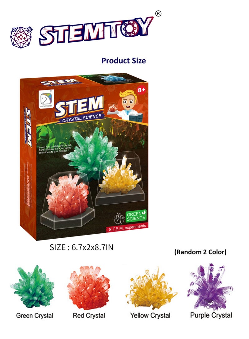 Crystal Growing Kit for Kids - 2pc Crystal Set - Grow Gemstone & Crystals with Display Stand, Easy DIY Science Experiment Kit, STEM Learning and Educational Toy & Gift for Boys & Girls Ages 6+