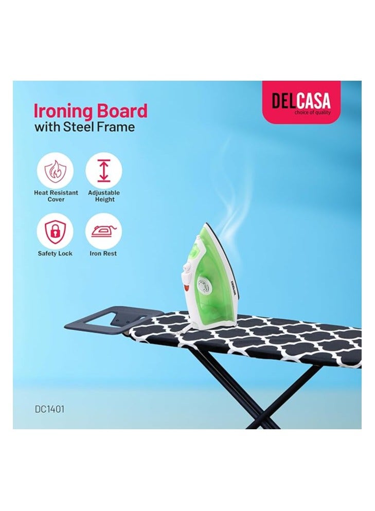 34x97CM Ironing Board Turkey Ironing Table with Steam Iron Rest Adjustable Height