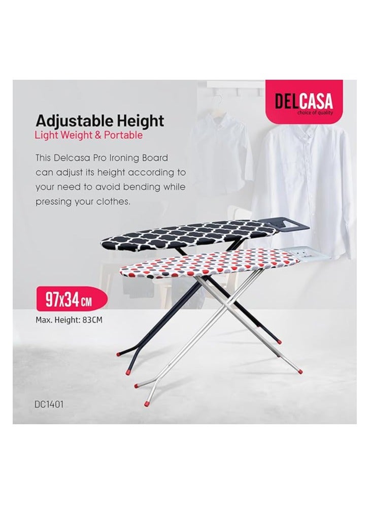 34x97CM Ironing Board Turkey Ironing Table with Steam Iron Rest Adjustable Height