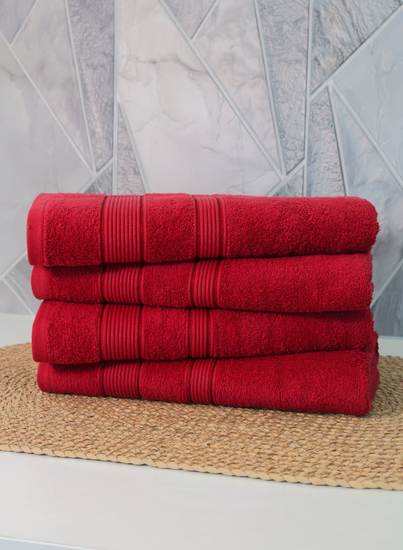 100% Cotton Ultra Soft Bath Towel Set, 70x140 cm, Quick Dry, Super Absorbent, Antibacterial Treatment, 550 GSM Terry, Maroon