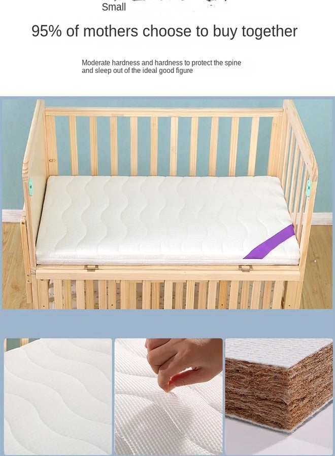 Multifunctional Solid Wood Bed Set For Newborn Baby With Mobile Cradle, Mosquito Net And Mat