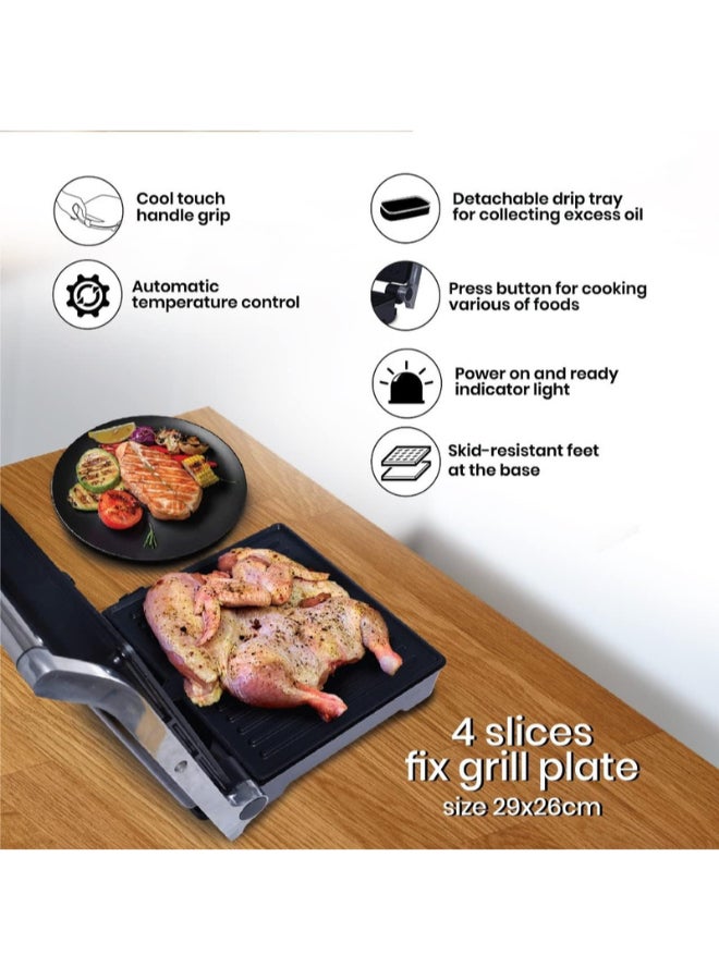 Contact Grill With Automatic Temperature Control And BS Plug 2000 W CK2449 Grey/Black