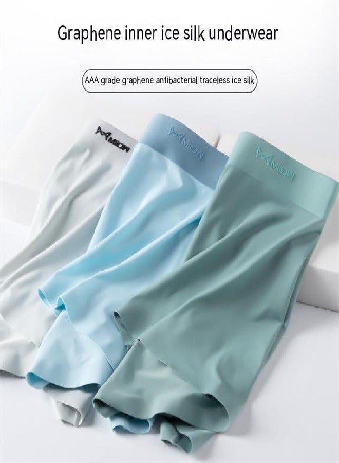 3Pcs  Seamless Boxer Men Underwear Ice Silk Graphene Antibacterial Boxershorts Underpants Panties Underware Trunks