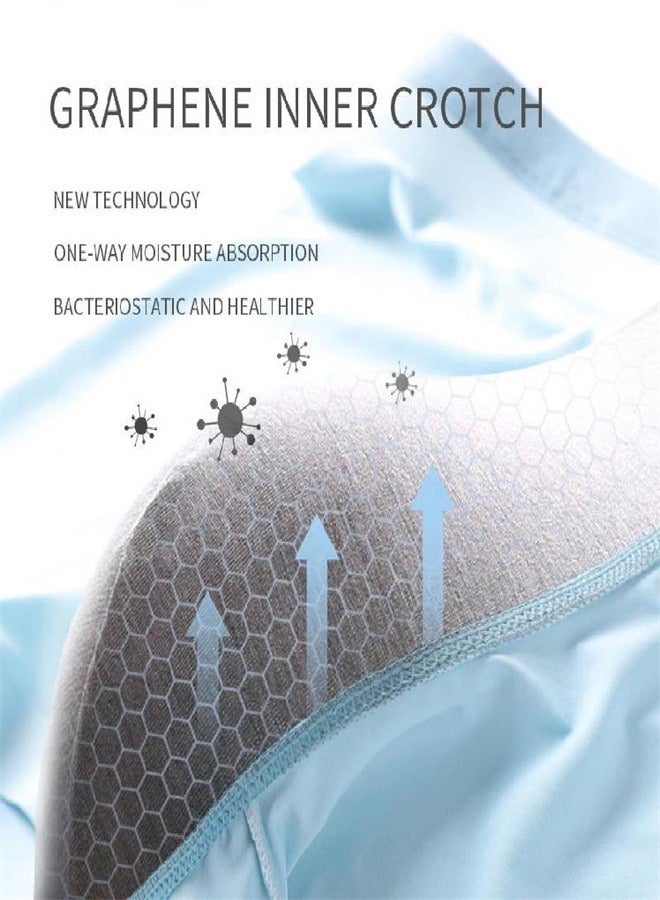 3Pcs  Seamless Boxer Men Underwear Ice Silk Graphene Antibacterial Boxershorts Underpants Panties Underware Trunks