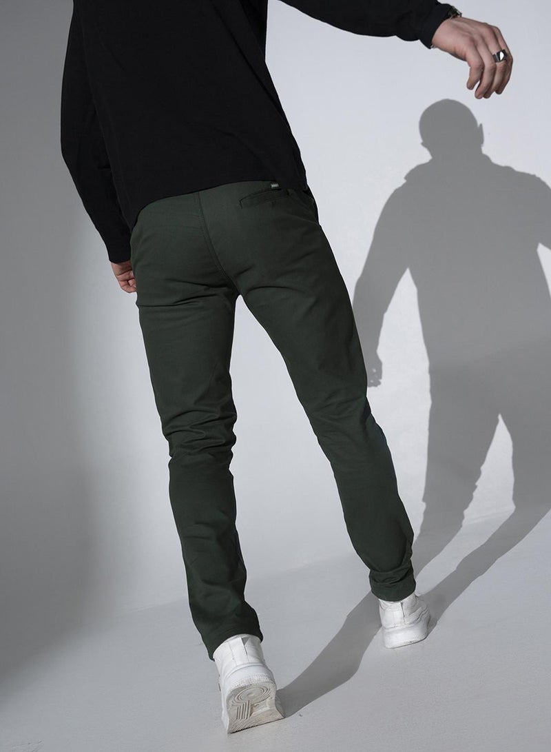 Men Relaxed Straight Leg Cotton Trousers