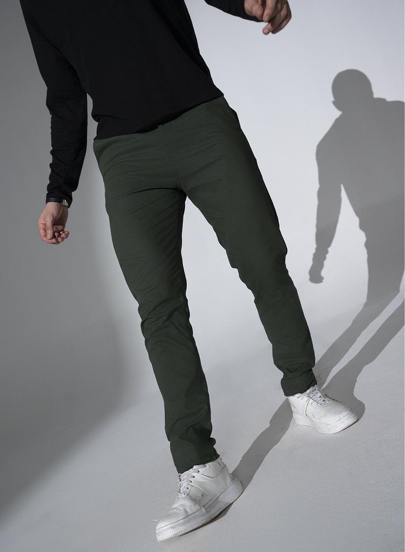 Men Relaxed Straight Leg Cotton Trousers