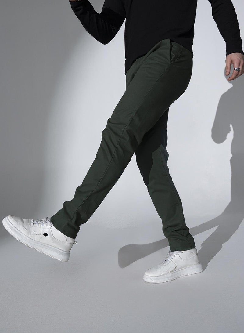 Men Relaxed Straight Leg Cotton Trousers