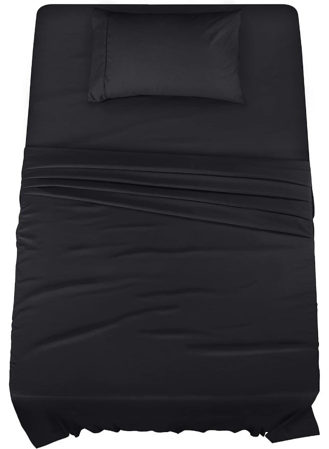 Utopia Bedding Twin Bed Sheets Set - 3 Piece Bedding - Brushed Microfiber - Shrinkage and Fade Resistant - Easy Care (Twin, Black)