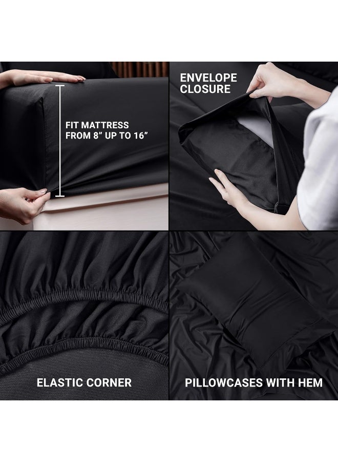 Utopia Bedding Twin Bed Sheets Set - 3 Piece Bedding - Brushed Microfiber - Shrinkage and Fade Resistant - Easy Care (Twin, Black)