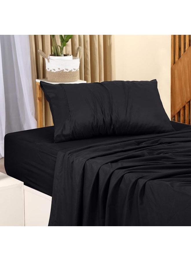 Utopia Bedding Twin Bed Sheets Set - 3 Piece Bedding - Brushed Microfiber - Shrinkage and Fade Resistant - Easy Care (Twin, Black)