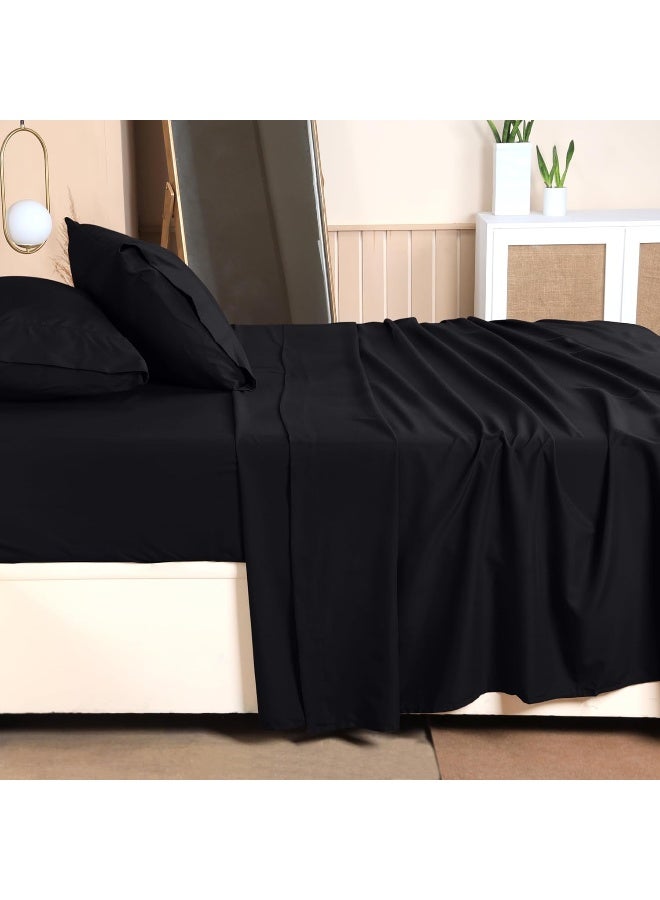 Utopia Bedding Twin Bed Sheets Set - 3 Piece Bedding - Brushed Microfiber - Shrinkage and Fade Resistant - Easy Care (Twin, Black)