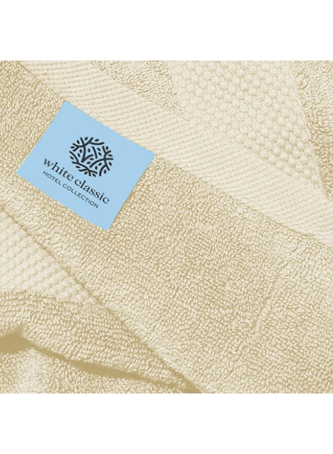 White Classic Luxury Hand Towels | Cotton Hotel spa Bathroom Towel | 16x30 | 6 Pack | Beige