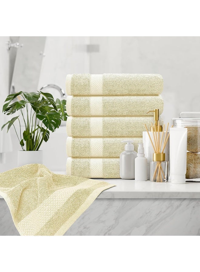 White Classic Luxury Hand Towels | Cotton Hotel spa Bathroom Towel | 16x30 | 6 Pack | Beige