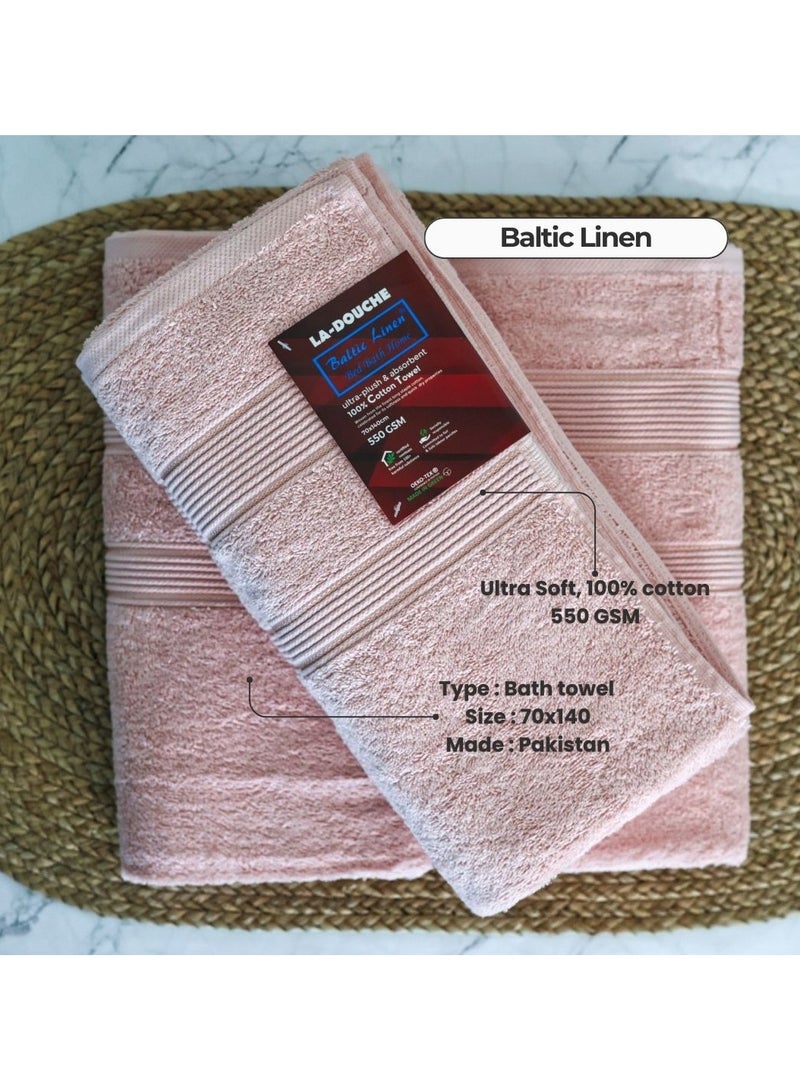 100% Cotton Ultra Soft Bath Towel Set - 4 Piece, 70x140 cm, Quick Dry, Super Absorbent, Antibacterial Treatment, 550 GSM Terry