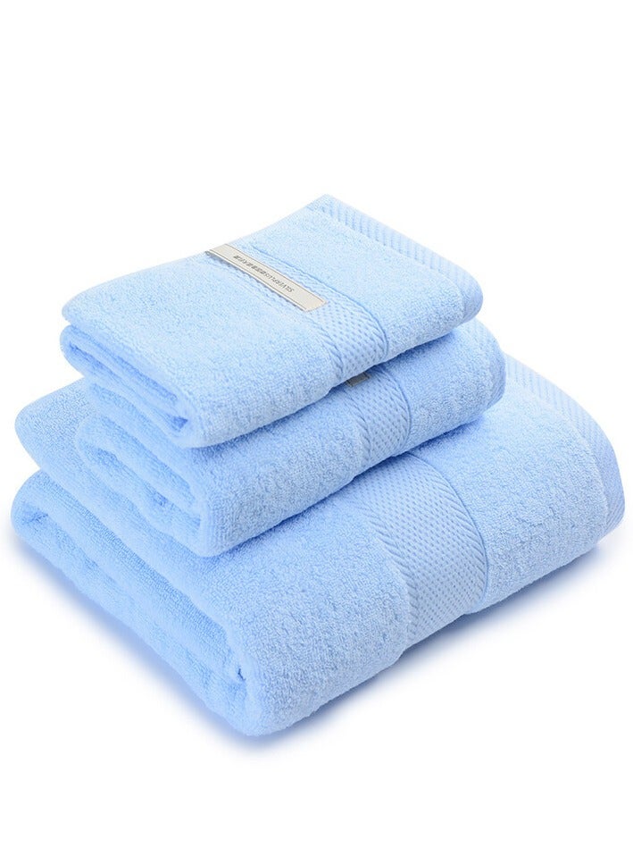 8 Pieces Bath Towel Set, 2 Large Bath Towels 2 Hand Towels 4 Square Towel Cotton Super Absorbent Bathroom Towels(Sky Blue)