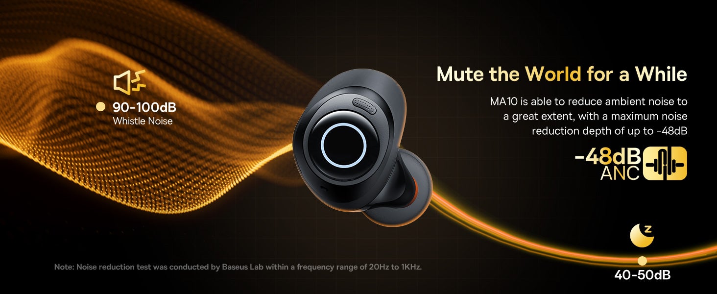 Active Noise Cancelling Wireless Earbuds, Bowie MA10 Reduce Noise by Up To 95%, 140H Battery Life, IPX6 Waterproof, Deeper Bass, 4 ENC Mics, Comfortable Fit, Bluetooth 5.3 Ear Buds Black