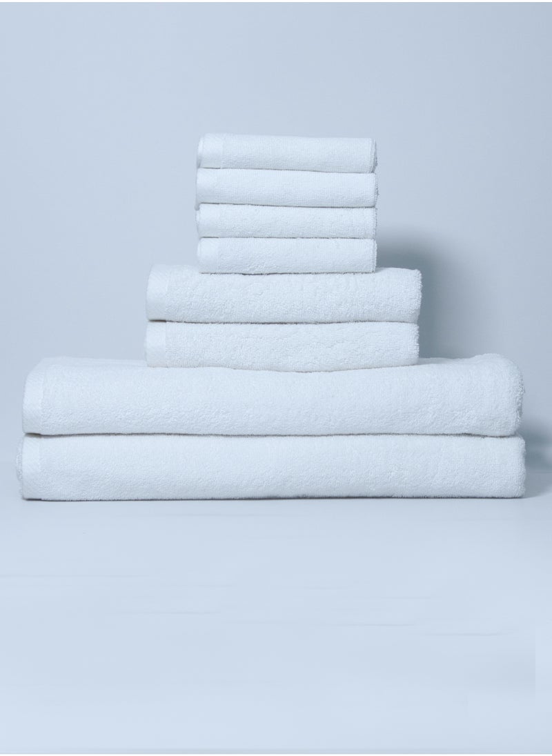 Premium White Bath Towels Set Pack of 8 600 GSM 100% Cotton Luxury Quality