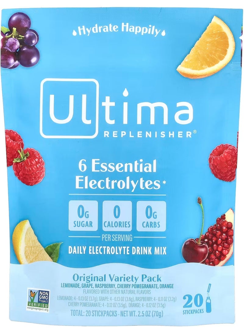 6 Essential Electrolytes, Daily Electrolyte Mix, Variety Pack, 20 Stickpacks