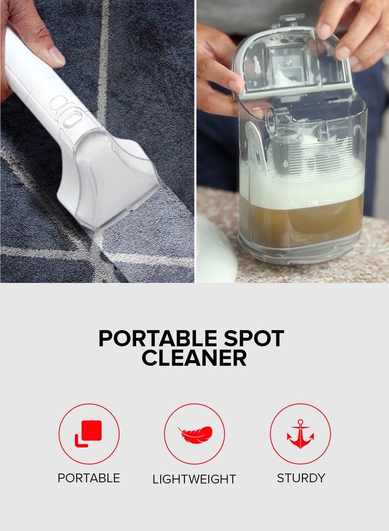 Portable Spot Cleaner-Dual Tank Design, 1.1 L and 0.5L Clean and Dirty Water Tanks/ 2 Cleaning Head Attachments, Lightweight and Compact Design, Perfect for Clean Carpets, Rugs, Upholstery etc 1.1 L 400 W GSC19051 White