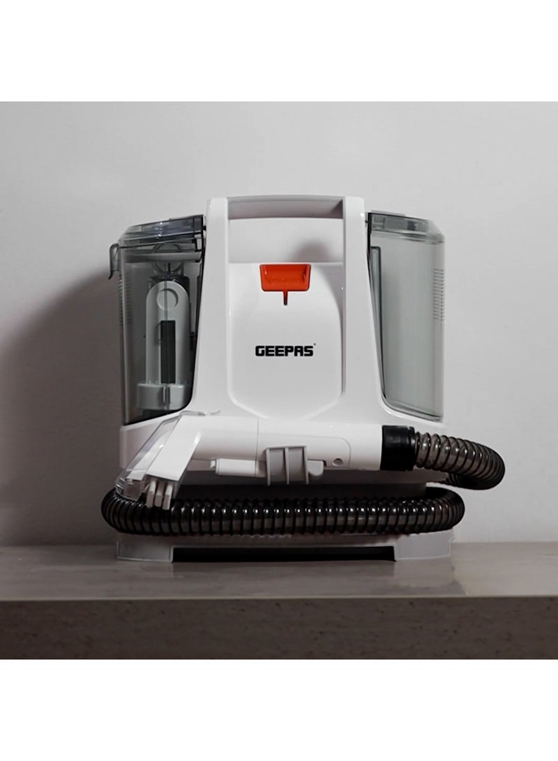 Portable Spot Cleaner-Dual Tank Design, 1.1 L and 0.5L Clean and Dirty Water Tanks/ 2 Cleaning Head Attachments, Lightweight and Compact Design, Perfect for Clean Carpets, Rugs, Upholstery etc 1.1 L 400 W GSC19051 White