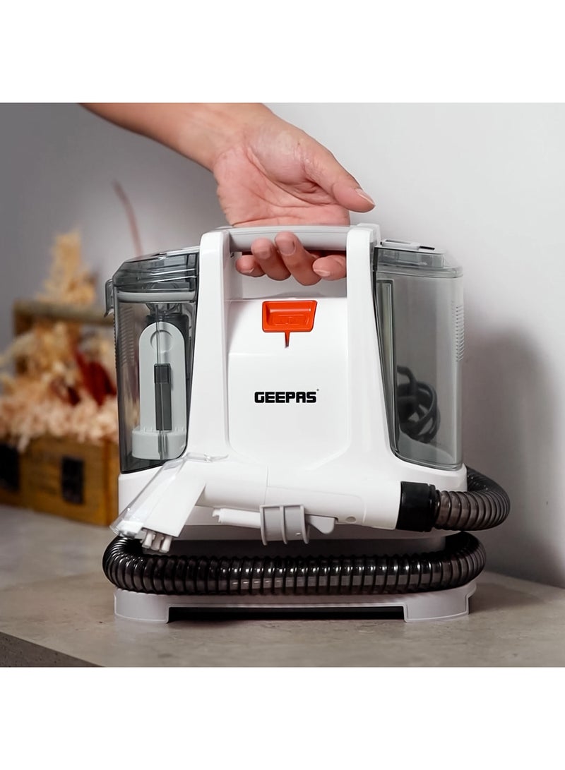 Portable Spot Cleaner-Dual Tank Design, 1.1 L and 0.5L Clean and Dirty Water Tanks/ 2 Cleaning Head Attachments, Lightweight and Compact Design, Perfect for Clean Carpets, Rugs, Upholstery etc 1.1 L 400 W GSC19051 White