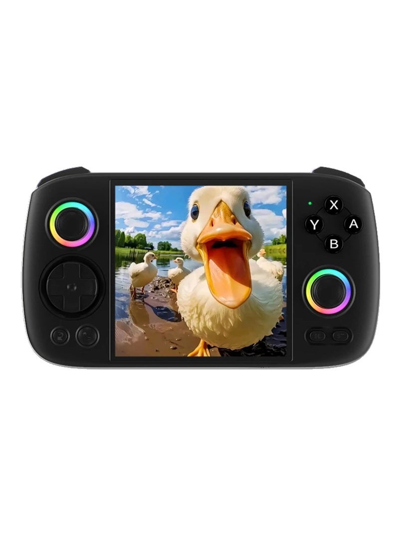 ANBERNIC RG Cube Retro Handheld Game Console 64bit Android 13 Unisoc T820 3.95 Inch IPS Screen Hall Joystick RGB lighting effect (Black)