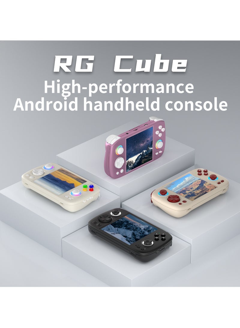 ANBERNIC RG Cube Retro Handheld Game Console 64bit Android 13 Unisoc T820 3.95 Inch IPS Screen Hall Joystick RGB lighting effect (Black)