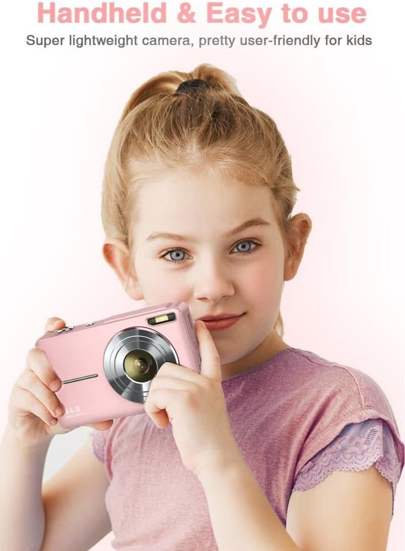 Digital Camera, FHD 1080P Kids Camera 44MP Point and Shoot Digital Camera with 32GB SD Card, 16x Zoom, Lanyard, Small Compact Camera for Kids Boys Girls