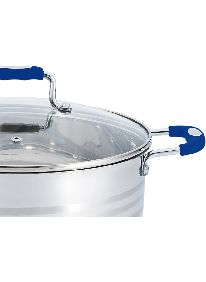 Stainless Steel Casserole With Blue Color Silicon Handle Gs-023