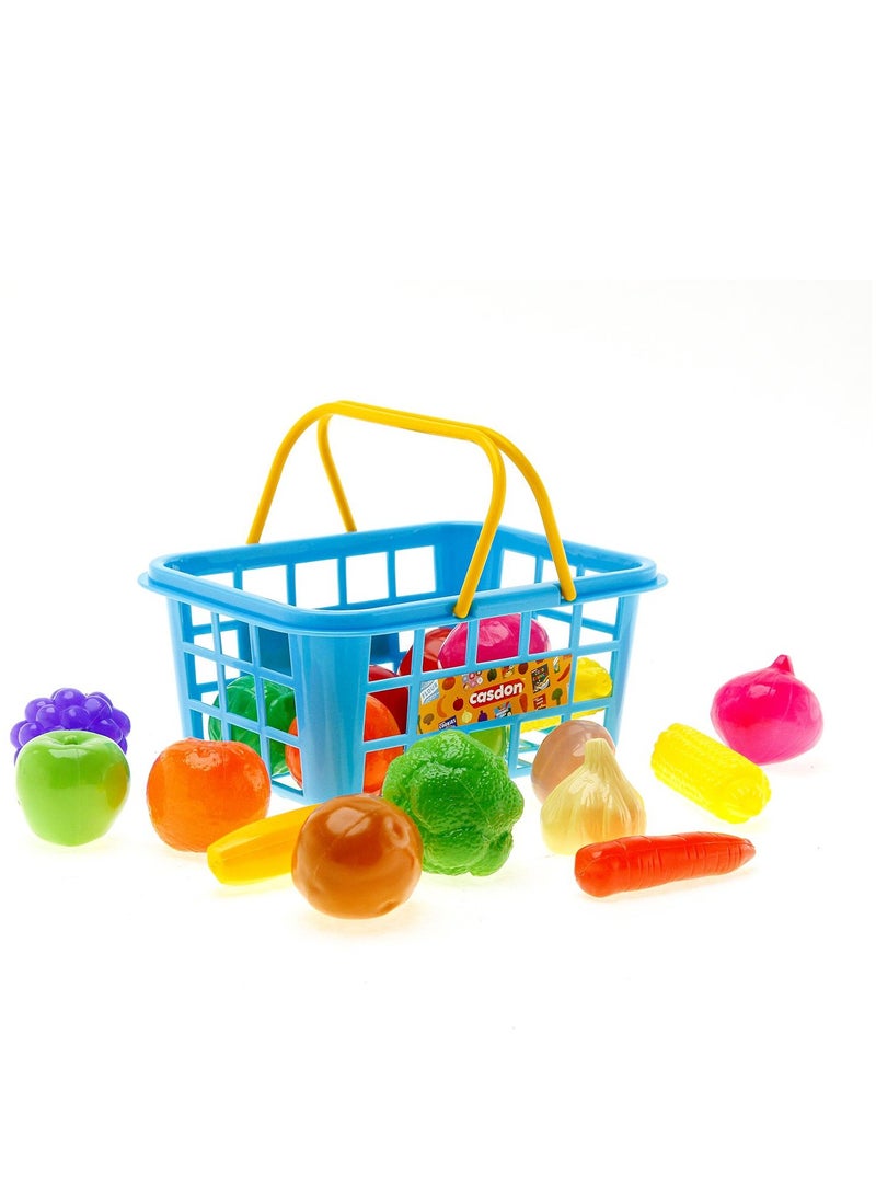 Fruit & Veg. Toy Basket: Assorted Fruits And Vegetables, Perfect For Playing Shops. Suitable For Children Aged 2+