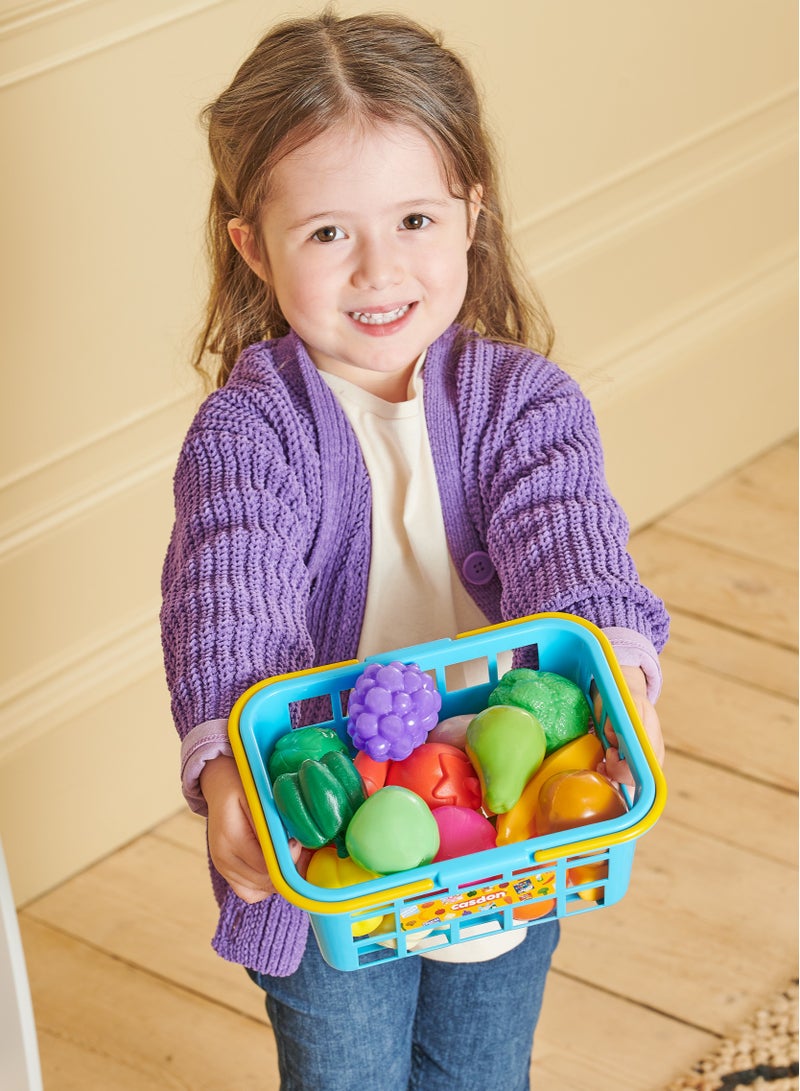 Fruit & Veg. Toy Basket: Assorted Fruits And Vegetables, Perfect For Playing Shops. Suitable For Children Aged 2+