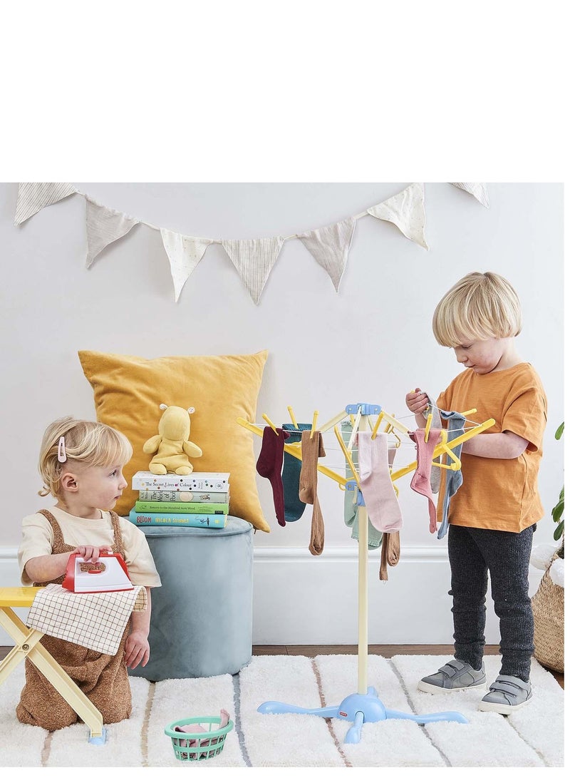 Wash Day Set: Toy Ironing Board And Washing Line With Pretend Steam Iron And Laundry Basket, For Children Aged 3+