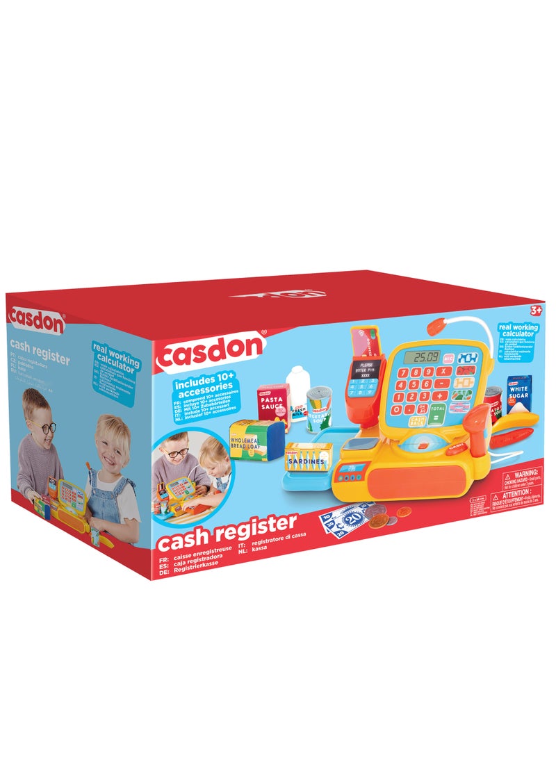 Cash Register: Toy Shopping Till With Working Calculator, Scanner, Pretend Money, Play Food, And More, For Children Aged 3+