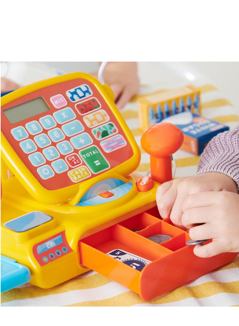 Cash Register: Toy Shopping Till With Working Calculator, Scanner, Pretend Money, Play Food, And More, For Children Aged 3+