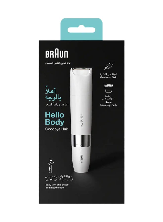 Body Mini Trimmer Bs1000, Electric Body Hair Removal For Everybody, For On-The-Go White