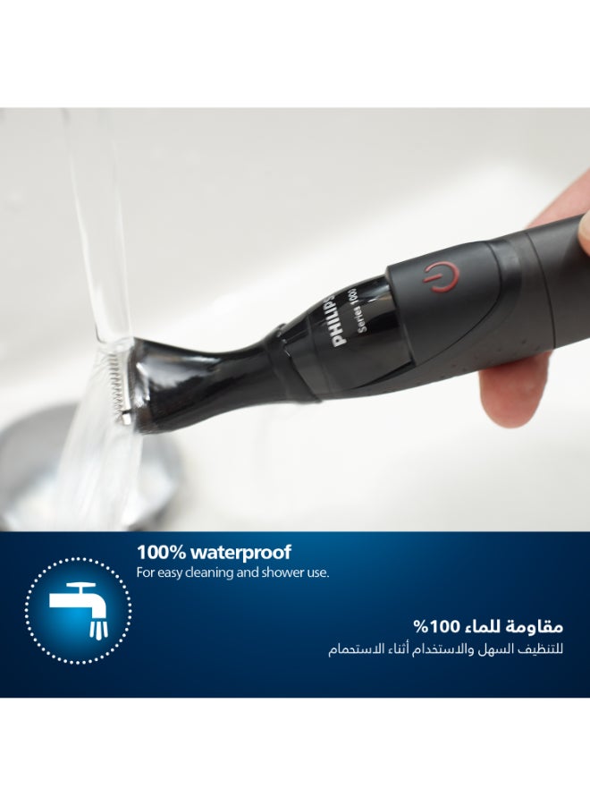 Multigroom MG1100/16,Ultra-Precise Beard Styler,3 Precision Combs, Fully Washable,AA Battery Included Black/Grey