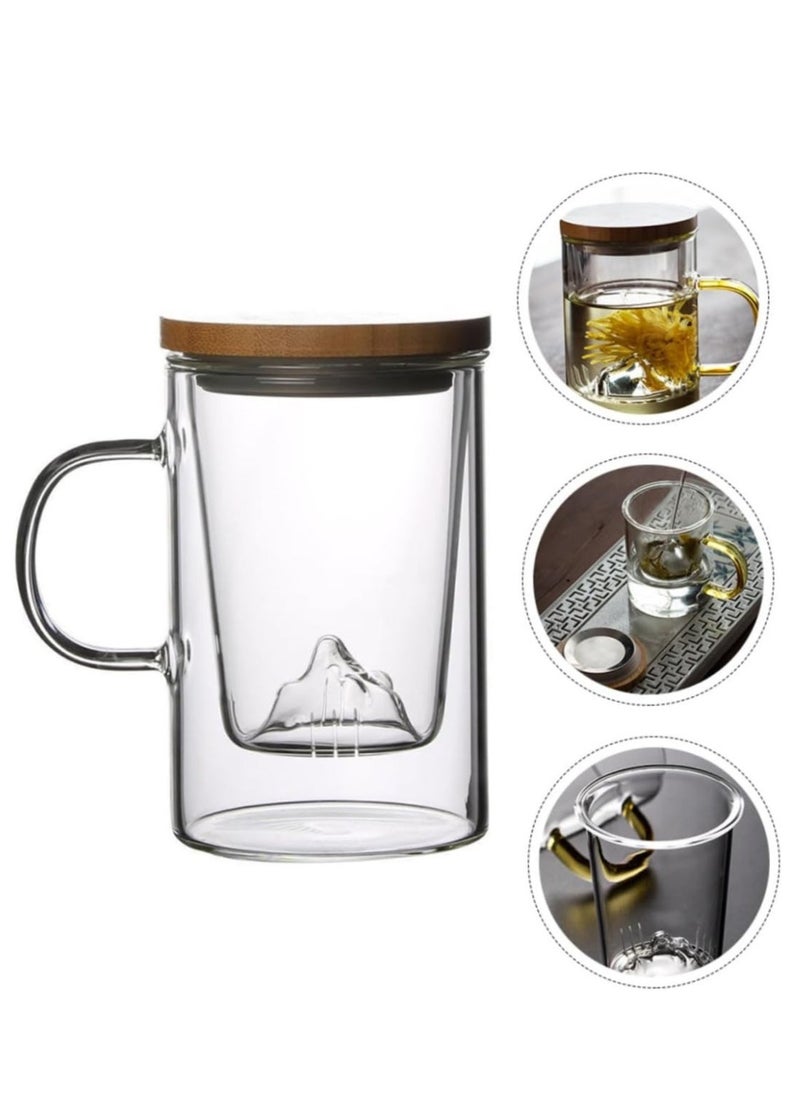 Borosilicate Glass Tea Cup with Mountain Shape Glass Infuser 500 Ml