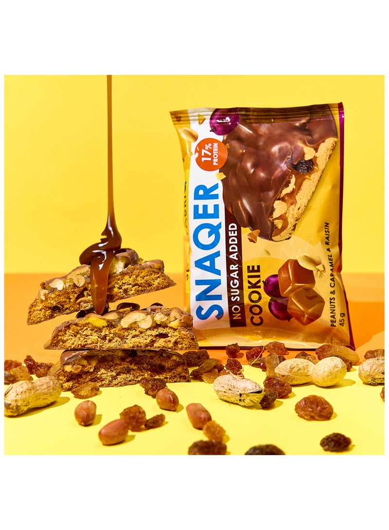 Snaqer Protein Cookie with Peanuts, Caramel and Raisin No Sugar Added 10x45g