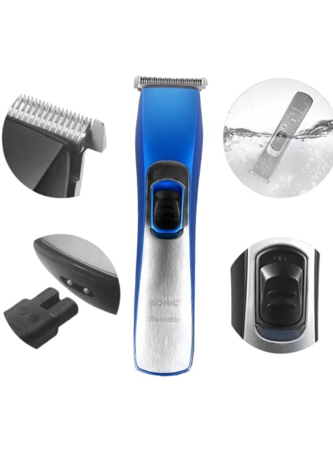 Washable Rechargeable Trimmer Hair/ Bread/ Nose/ Ear/ Body Trimmer Blue/Silver IH839