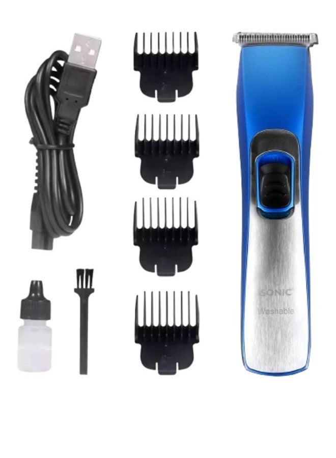 Washable Rechargeable Trimmer Hair/ Bread/ Nose/ Ear/ Body Trimmer Blue/Silver IH839