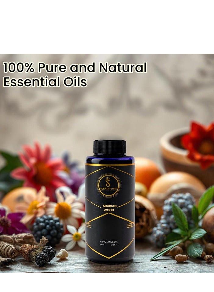 Arabian Wood Aroma Oil for Scent Diffusers Aromatherapy 200 ml | IFRA Certified | A Blend of lavender, Jasmine and Amber | Soothing, Healing, and Relaxing Fragrance