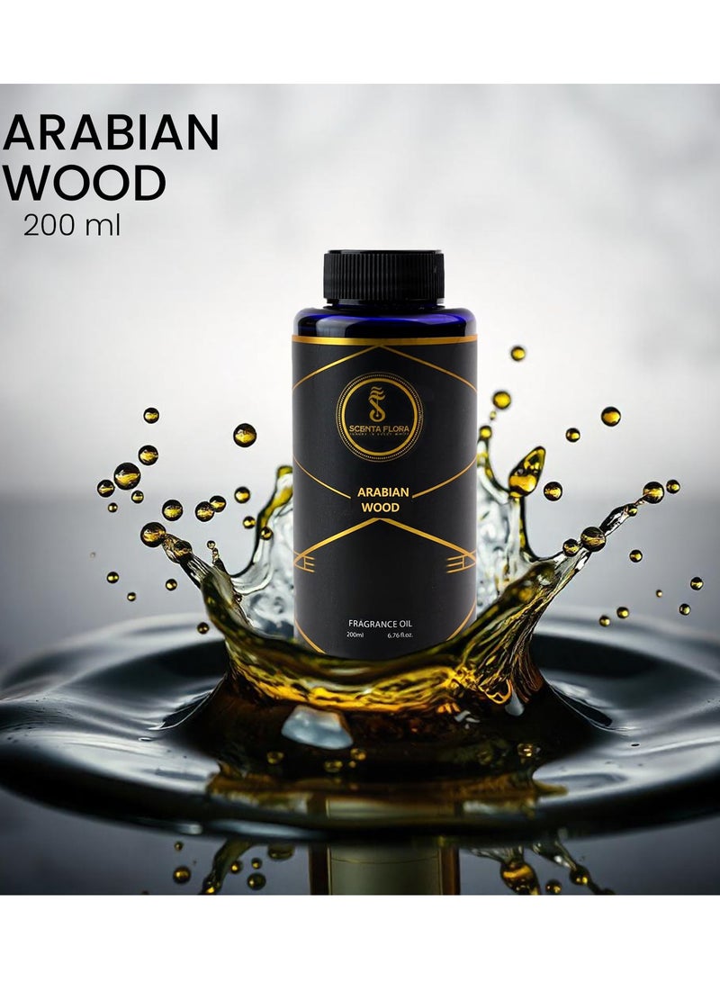 Arabian Wood Aroma Oil for Scent Diffusers Aromatherapy 200 ml | IFRA Certified | A Blend of lavender, Jasmine and Amber | Soothing, Healing, and Relaxing Fragrance