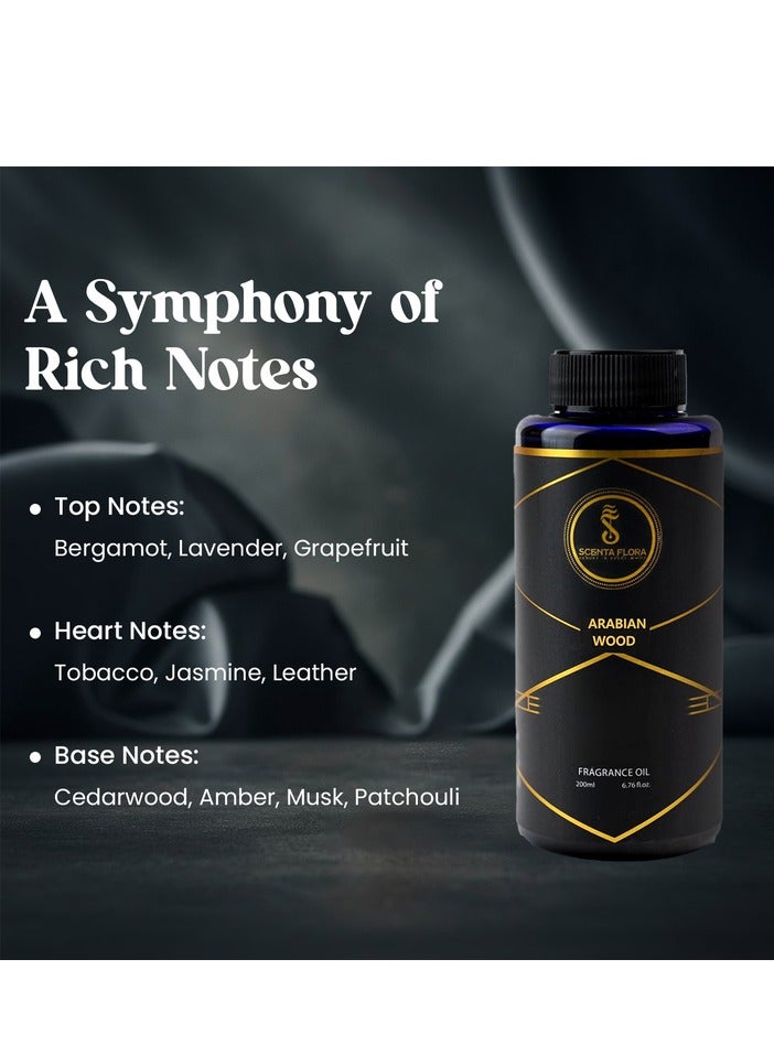 Arabian Wood Aroma Oil for Scent Diffusers Aromatherapy 200 ml | IFRA Certified | A Blend of lavender, Jasmine and Amber | Soothing, Healing, and Relaxing Fragrance