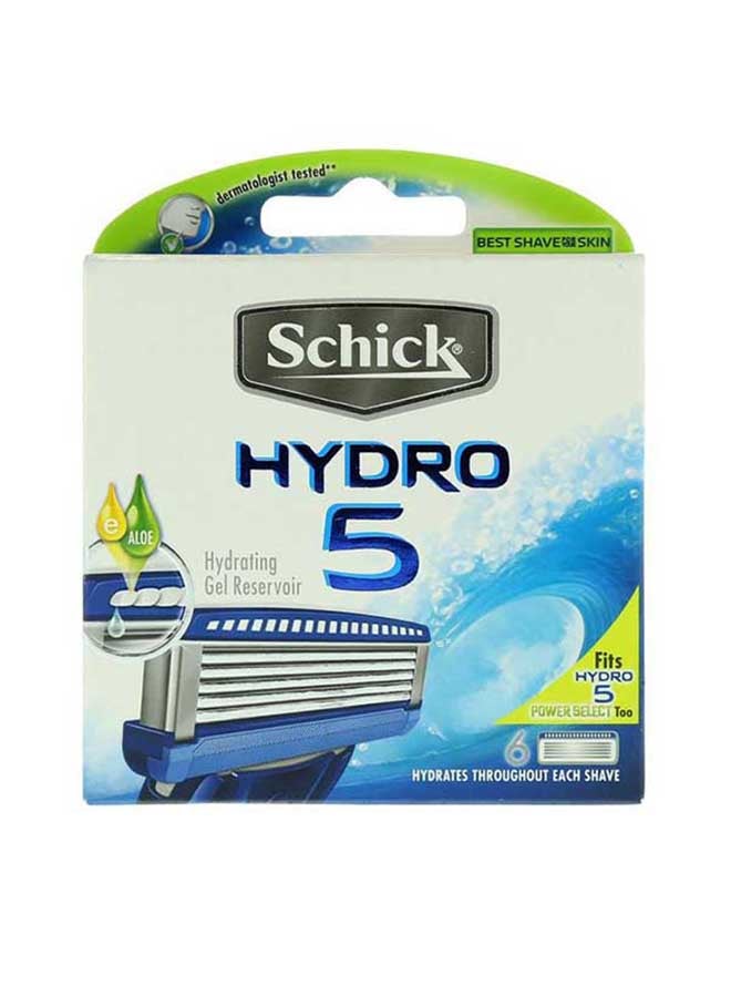 6 Piece Hydro 5 Easy Glide Blades Silver