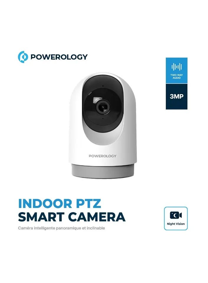 BT Indoor PTZ Smart Camera/2304x1296pixels Resolution/ 3MP/ Motion Sensor/ Night Vision/ 100° Field of Vision/ Echo Cancellation Audio/ Two Way Audio/ 2.4GHz Wi-fi - White