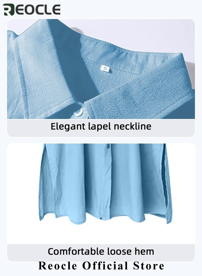 Women's Shirt Dress with Basic Loose Fit Solid Color Long Sleeved Simple Casual Long Dress Slim Dress with Pockets
