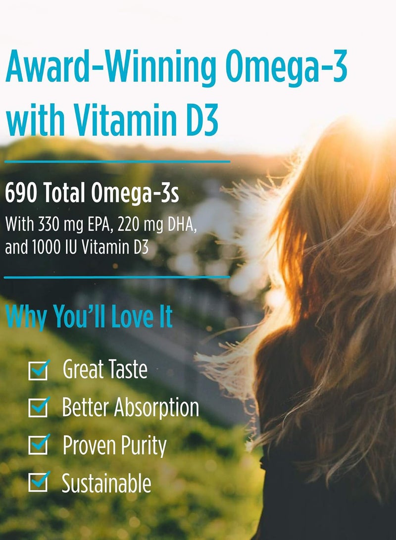 Omega-3D, Cognition, Immune And Bone Support, 120 Soft Gels Packaging May vary