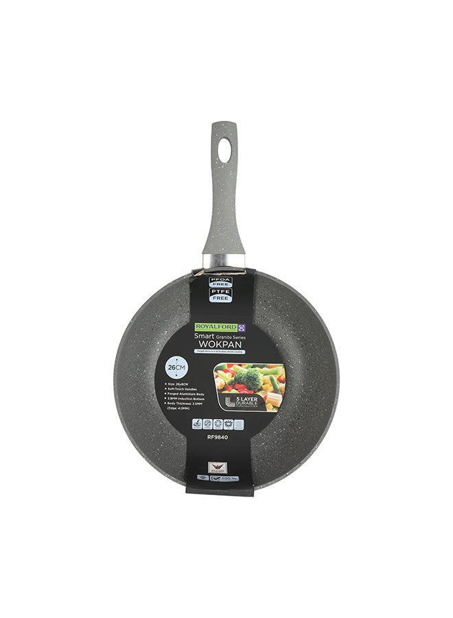 Forged Aluminum Wok Pan Grey 26x8cm