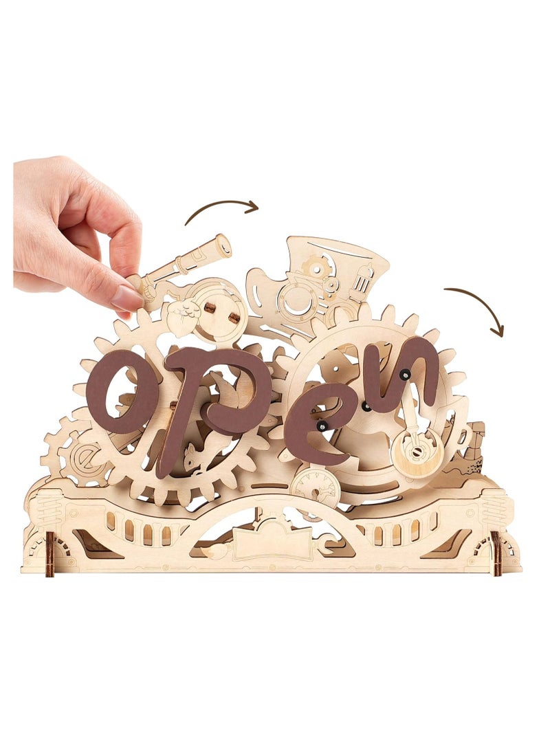 ROKR 3D Wooden Puzzle Decoration for Gear Driven Switches, Open Closed Sign LK506 Decorative DIY Crafts/Birthday Gifts/Home Decor For Girls&Boys Teens&Adults