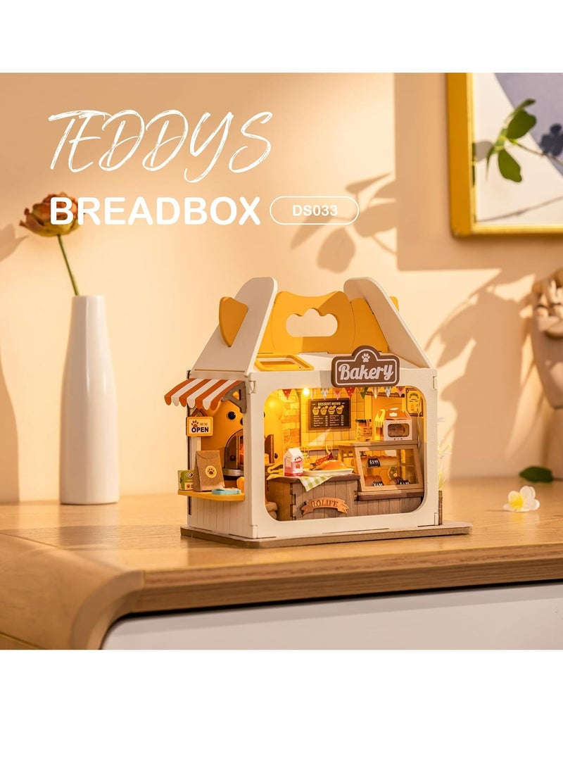 Rolife 3D Wooden Puzzle Food Box Shop DIY Miniature House Kit Teddy's Breadbox DS033 Decorative DIY Crafts/Birthday Gifts/Home Decor For Girls&Boys Teens&Adults